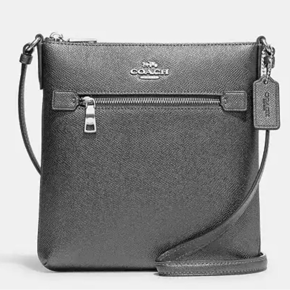 Coach Metallic Gray Crossbody Bag